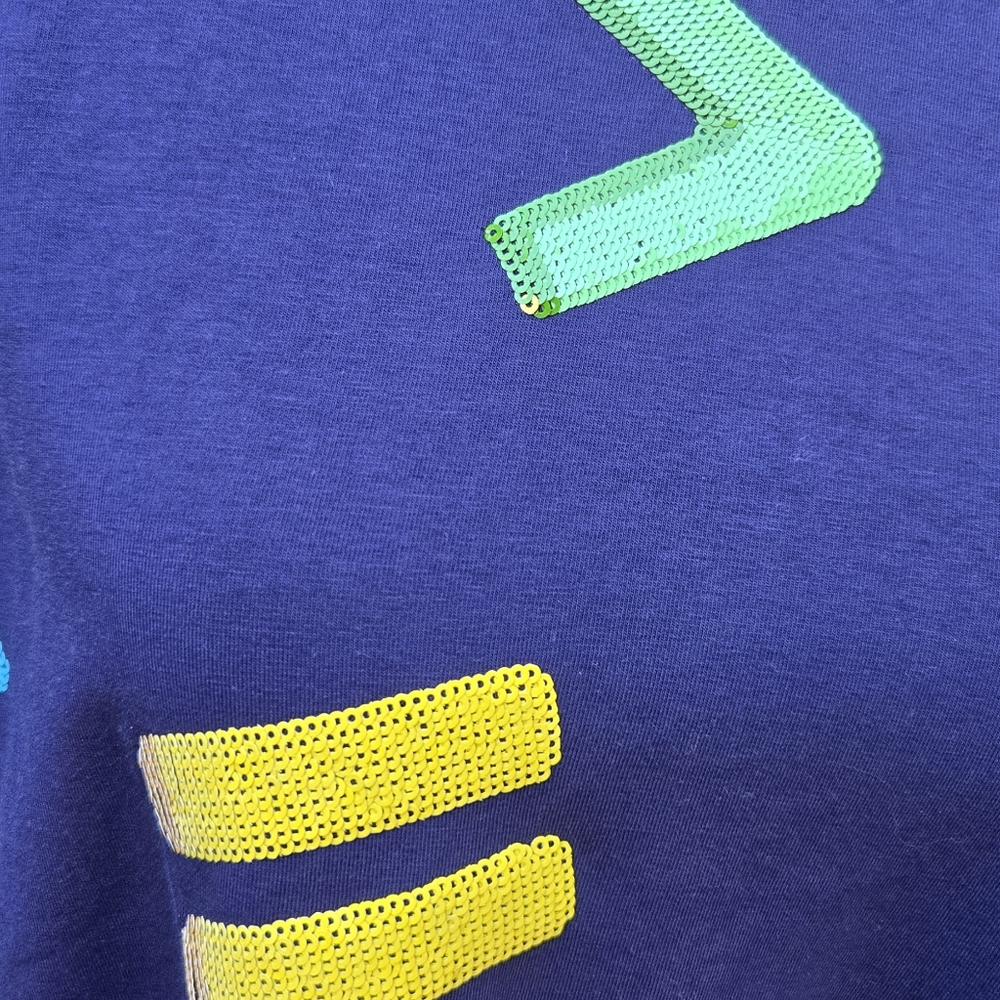 Really Rex Boutique Navy Math Symbols Sequin Graphic Tee NWOT - Picture 3 of 11